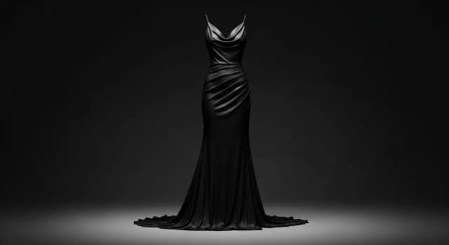 Elegancka długa czarna sukienka na każdą wyjątkową okazję